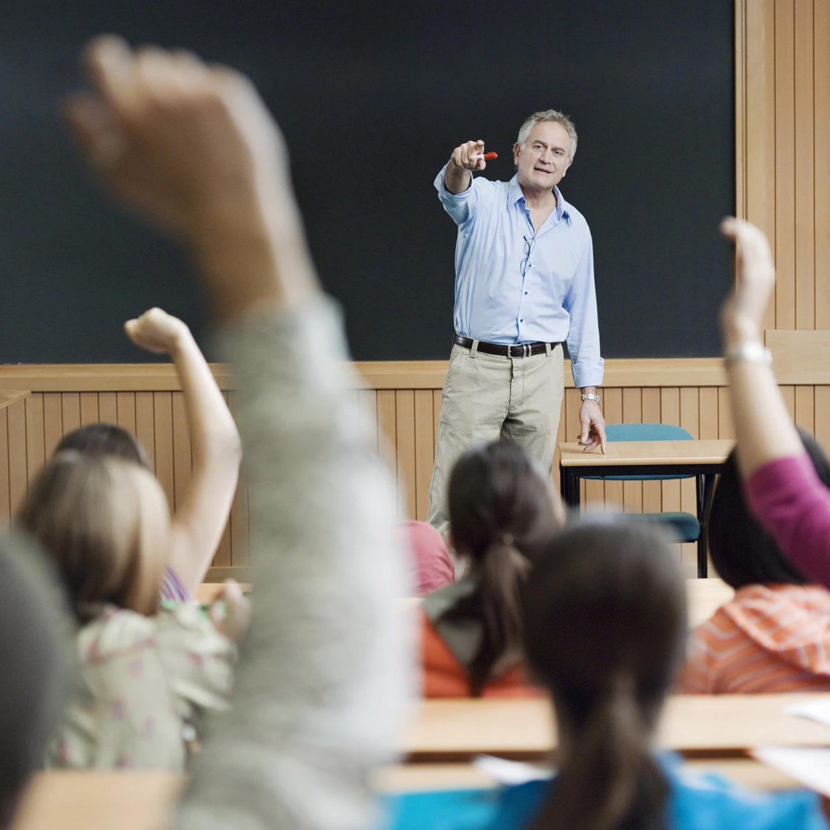 College classroom with students attending lecture