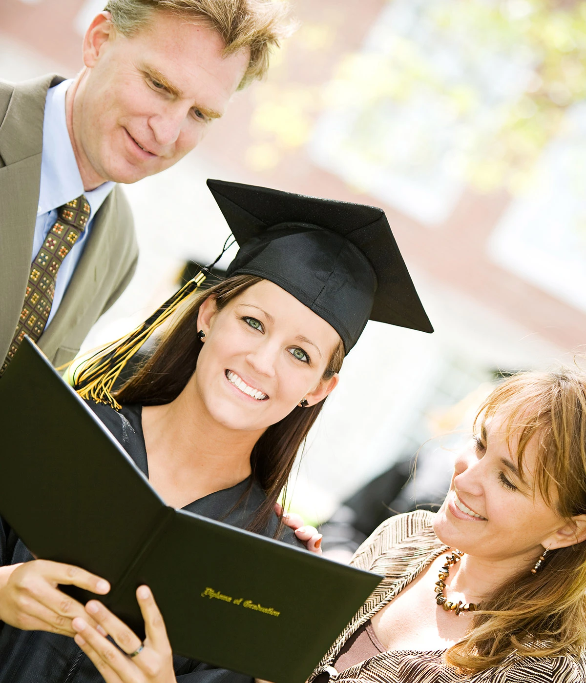 College graduation celebration with students in caps and gowns