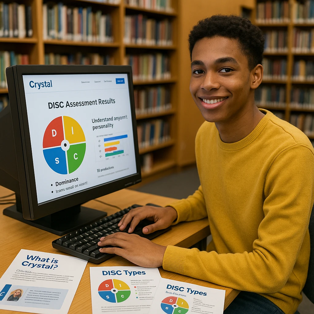 Library workspace illustrating DISC personality assessment concept