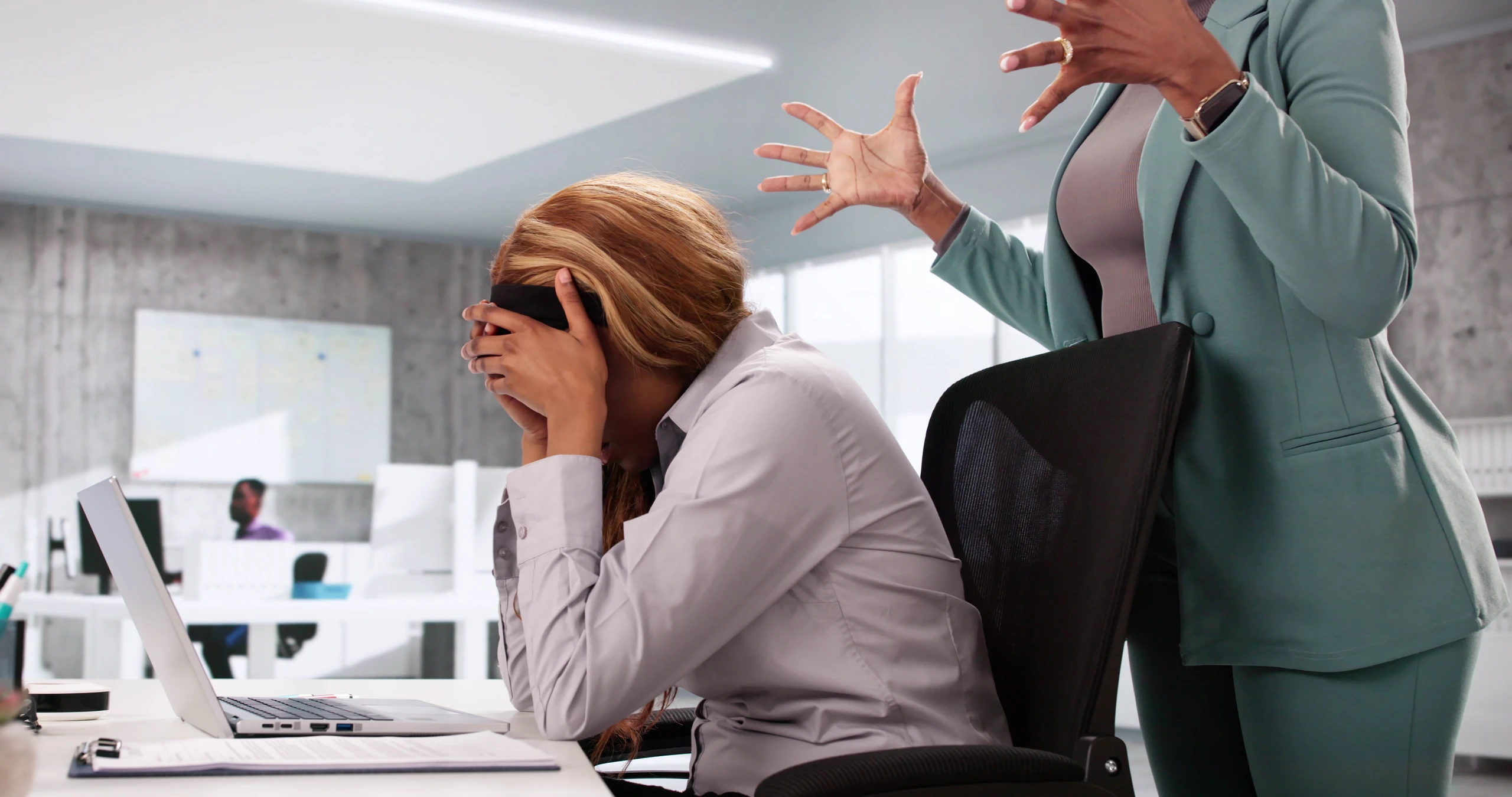 Furious,African,American,Boss,Dealing,With,Workplace,Conflict,And,Stress
